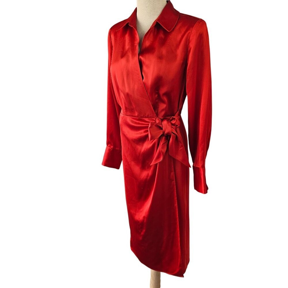 Worthington Satin Red Long Sleeve Dress